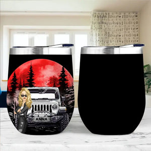 Personalized Moon Night Jeep Girl Wine Tumbler Printed MTBQT1506