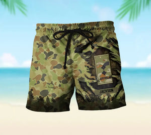 Personalized Australian Soldier/Veteran Rank with Name Beach Short Pants Printed 23JUN-HQ15