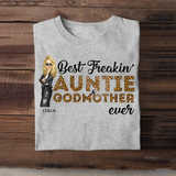 Personalized Best Freakin Auntie & Godmother Ever Leopard Cool Aunt Chibi 2D Tshirt
