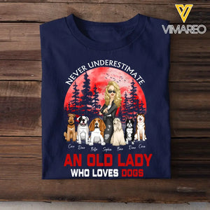 Personalized Never Underestimate An Old Lady Who Loves Dogs T-shirt Printed 23JUN-HN16
