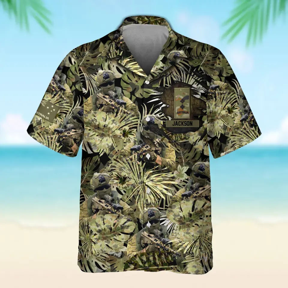 Personalized Australian Soldier/Veteran Rank with Name Beach Hawaii Shirt & Short Pants Printed 23JUN-HQ20