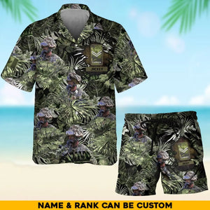 Personalized Canadian Soldier/Veteran Rank with Name Beach Hawaii Shirt & Short Pants Printed 23JUN-HQ20
