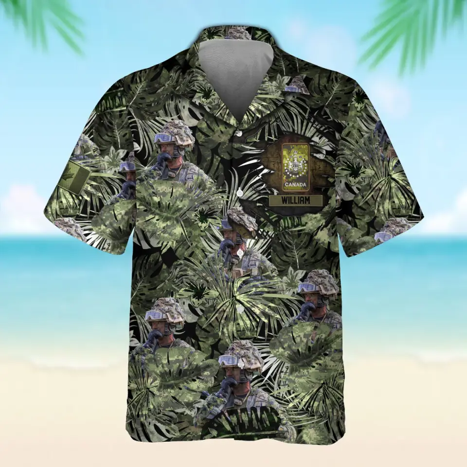 Personalized Canadian Soldier/Veteran Rank with Name Beach Hawaii Shirt & Short Pants Printed 23JUN-HQ20