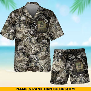 Personalized US Soldier/Veteran Rank with Name Beach Hawaii Shirt & Short Pants Printed 23JUN-HQ20