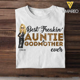 Personalized Best Freakin Auntie & Godmother Ever Leopard Cool Aunt Chibi 2D Tshirt