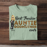 Personalized Best Freakin Auntie & Godmother Ever Leopard Cool Aunt Chibi 2D Tshirt