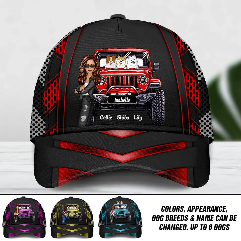 Personalized Jeep Girl & Dog Jeep Lovers Dog Lovers Cap Printed 23JUN-DT16