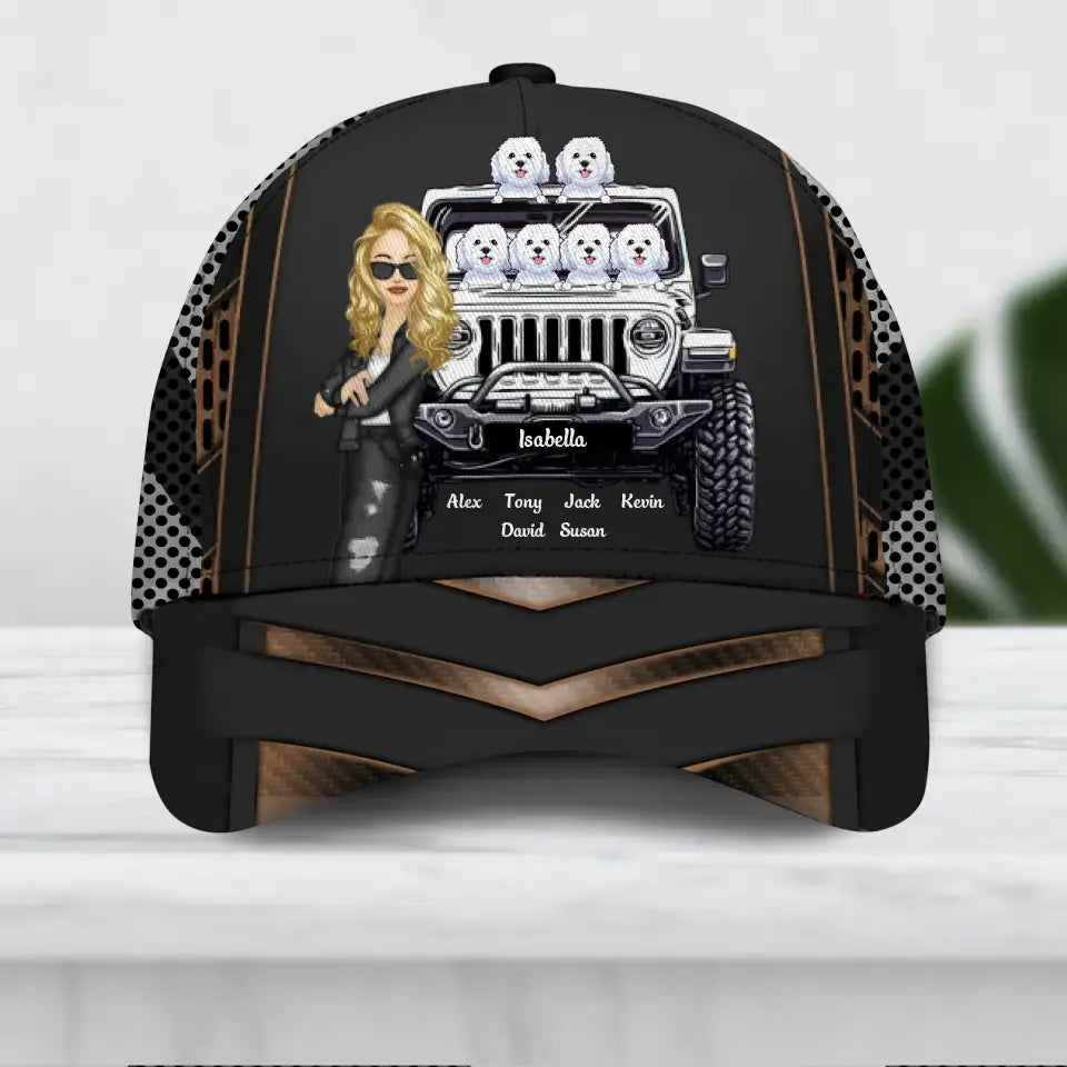 Personalized Jeep Girl & Dog Jeep Lovers Dog Lovers Cap Printed 23JUN-DT16