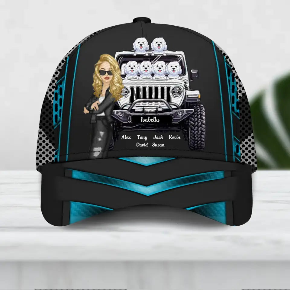 Personalized Jeep Girl & Dog Jeep Lovers Dog Lovers Cap Printed 23JUN-DT16