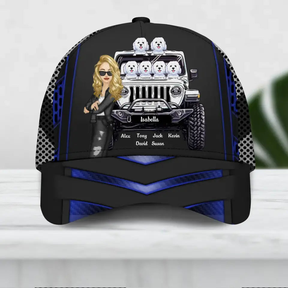 Personalized Jeep Girl & Dog Jeep Lovers Dog Lovers Cap Printed 23JUN-DT16