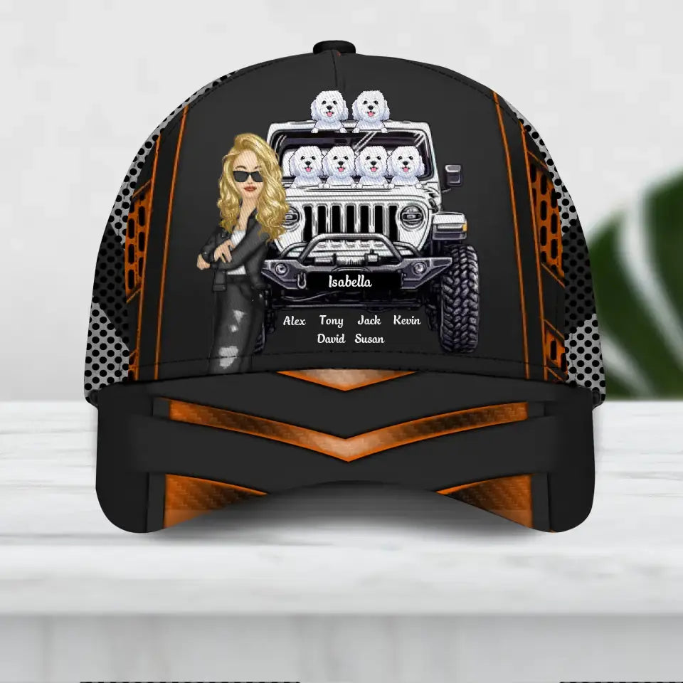 Personalized Jeep Girl & Dog Jeep Lovers Dog Lovers Cap Printed 23JUN-DT16