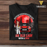 Personalized Never Underestimate An Old Lady With A Mini Girl with Jeep Car T-shirt Printed MTDT1606