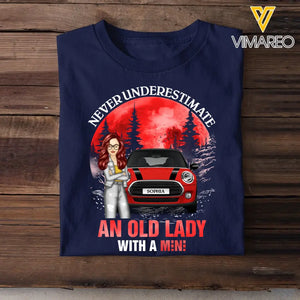 Personalized Never Underestimate An Old Lady With A Mini Girl with Jeep Car T-shirt Printed MTDT1606