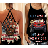 Personalized All I Need Is My Jeep And My Dog Jeep Girl Criss Cross Tank Printed MTKVH1906