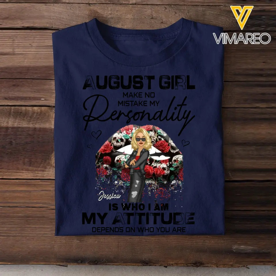 Personalized August Girl Make No Mistake Personality Glitter Sexy Lips Cool Girl Gift For August Girl