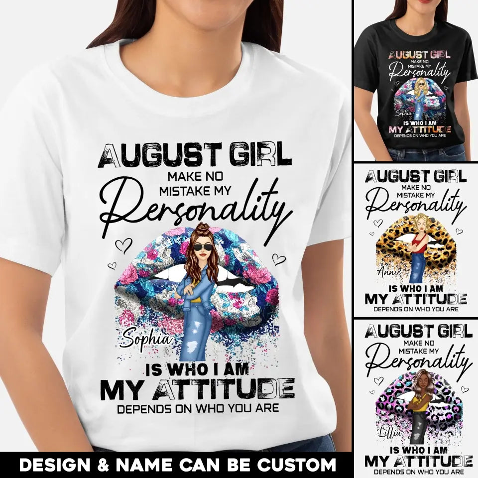 Personalized August Girl Make No Mistake Personality Glitter Sexy Lips Cool Girl Gift For August Girl