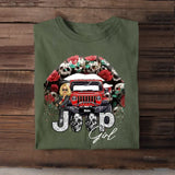 Personalized Jeep Girl On Glitter Sexy Lips Gifts  Printed Tshirt PNDT2006