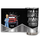 Personalized I'm A Grumpy Old Man My Level Of Sarcasm Depends On Your Level Of Stupidity Jeep Man Tumbler Printed 23JUN-PN20