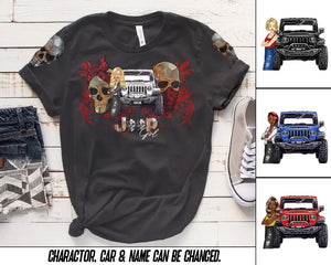 Personalzied Jeep Girl Skull 3D TShirt Printed QTTB2206