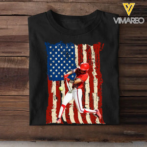 Personalized Upload Your Softball Photo Flag Background T-shirt Printed MTHPN1906