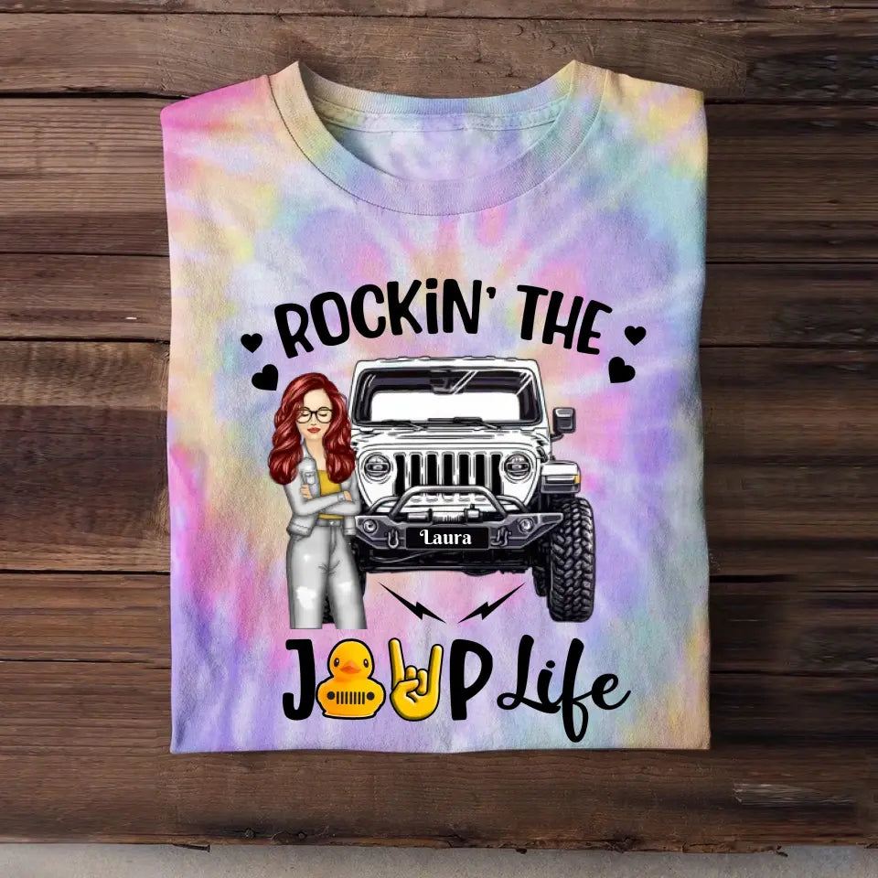 Personalized Rockin' The Jeep Life Jeep Girl Printed Tie Dye Tshirts MTDT1906