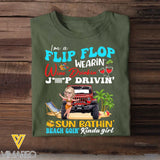 Personalized I'm A Flip Flop Wearin' Wine Drinkin' Jeep Drivin' Sun Bathin' Beach Goin' Kinda Girl T-shirt 23JUN-HQ23