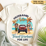 Personalized Husband & Wife Travel Partners For Life Jeep & Couple T-shirt Printed PNPN2406