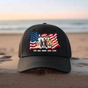 Personalized US Flag Dog Lovers Gift Cap Printed 23JUN-TB24
