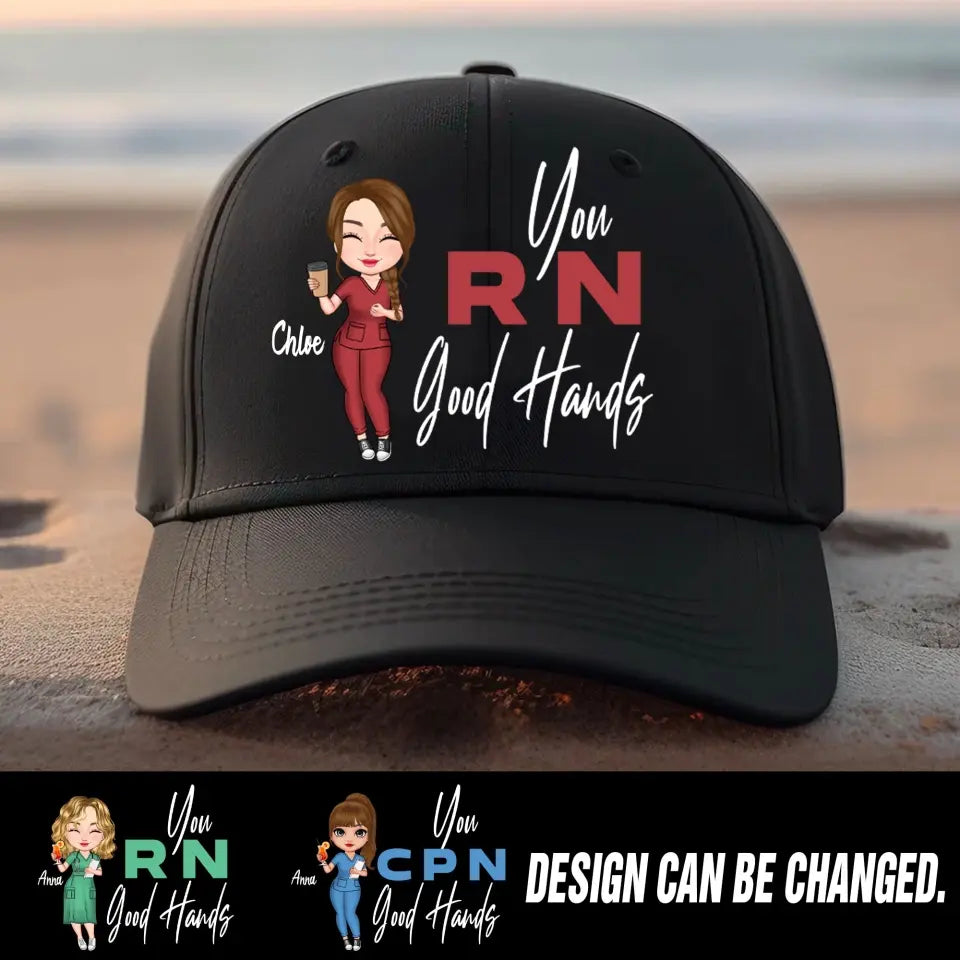 Personalized You RN Good Hands Gift for Nurse Cap Printed 23JUN-TB26