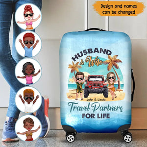 Personalized Husband & Wife Travel Partners For Life Jeep & Couple Luggage Cover S-M-L Printed PNPN2706