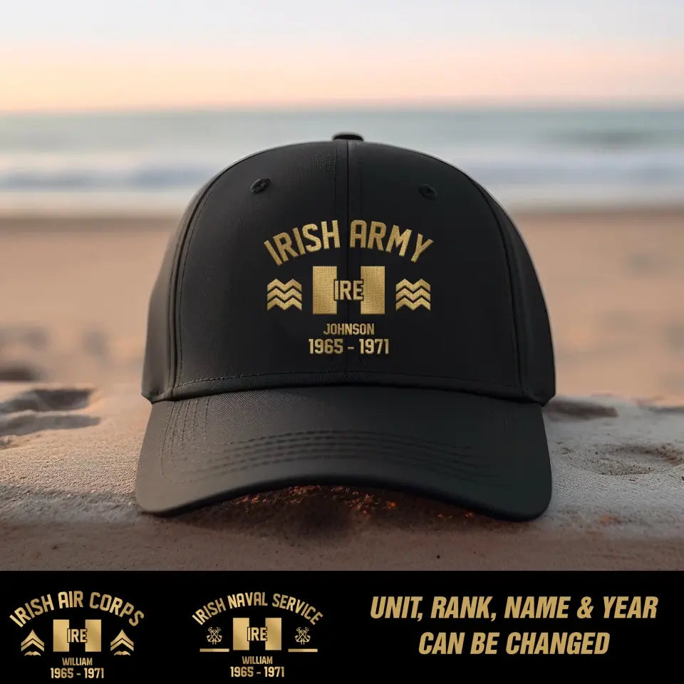 Personalized Irish Veteran/Soldier Rank Camo with Name Cap Printed 23JUN-DT27