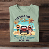 Personalized Husband & Wife Travel Partners For Life Jeep & Couple T-shirt Printed PNPN2406