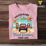 Personalized Husband & Wife Travel Partners For Life Jeep & Couple T-shirt Printed PNPN2406