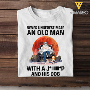Personalized Never Underestimate An Old Man With A Jeep And His Dogs T-shirt Printed MTHPN2206
