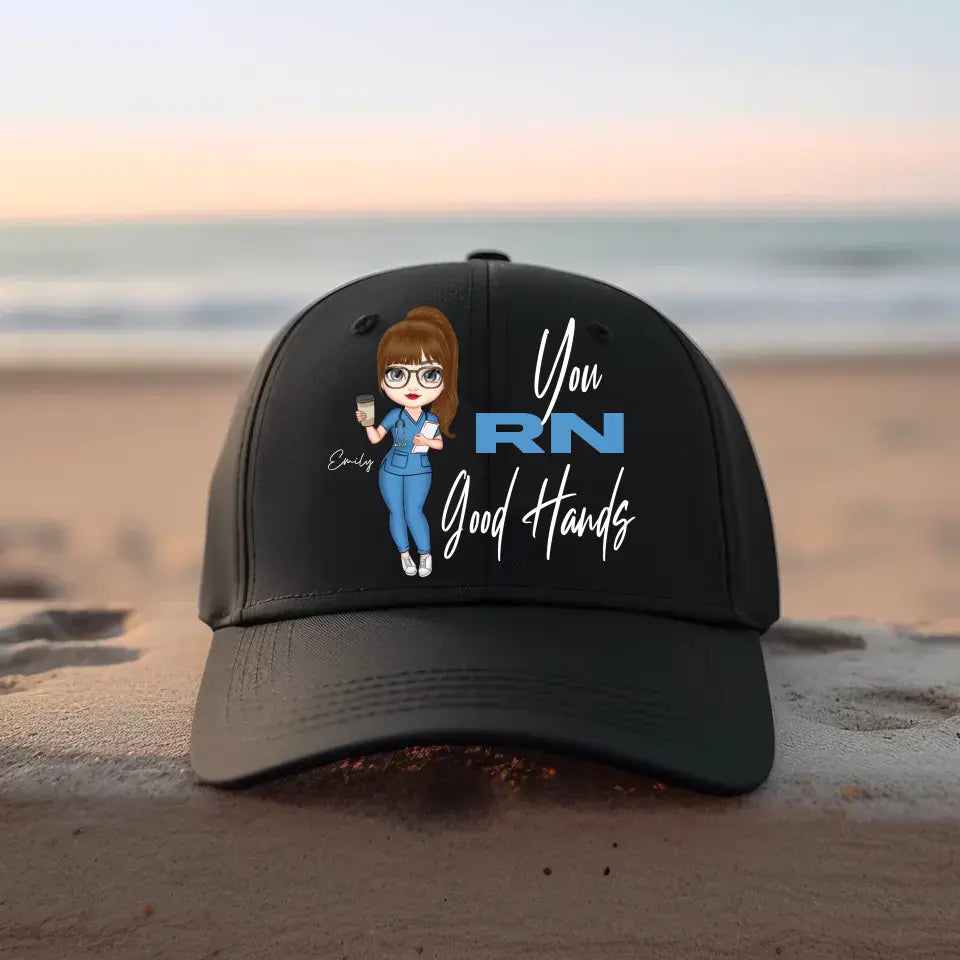 Personalized You RN Good Hands Gift for Nurse Cap Printed 23JUN-TB26
