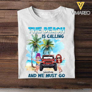 Personalized The Beach Is Calling And We Must Go Couple & Jeep T-shirt Printed MTPN2606