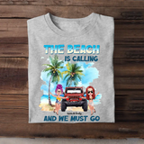 Personalized The Beach Is Calling And We Must Go Couple & Jeep T-shirt Printed MTPN2606