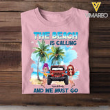 Personalized The Beach Is Calling And We Must Go Couple & Jeep T-shirt Printed MTPN2606