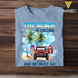 Personalized The Beach Is Calling And We Must Go Couple & Jeep T-shirt Printed MTPN2606