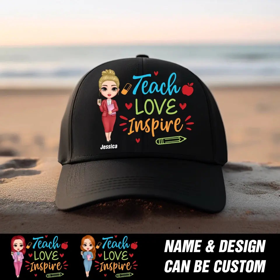 Personalized Teach Love Inspire Gift for Teachers Cap Printed 23JUN-KVH26