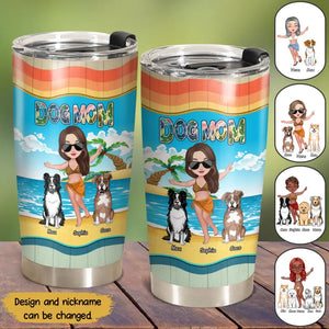 Personalized Dog Mom Girl On The Beach Tumbler Printed PNHN2606