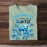 Personalized Happiness Is Being An Aunt Mom Grandma Cute Turttle Chibi Custom Name Kids 2D Print Tshirt