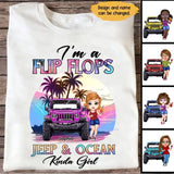 Personalized I'm A Flip Flops Jeep & Ocean Kinda Girl T-shirt Printed QTPN2806