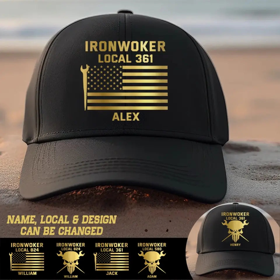 Personalized US Ironworker Cap Printed QTPN3006