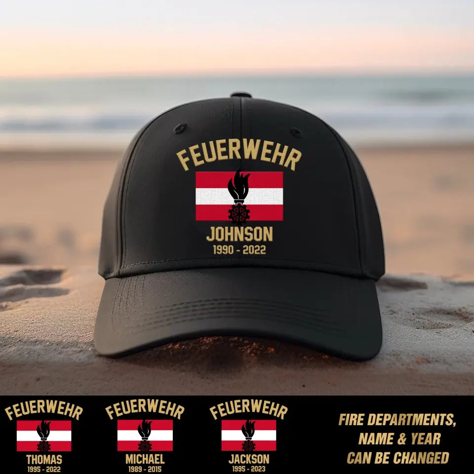 Personalized Austrian Firefighter Flag Cap Printed 23JUN-DT30