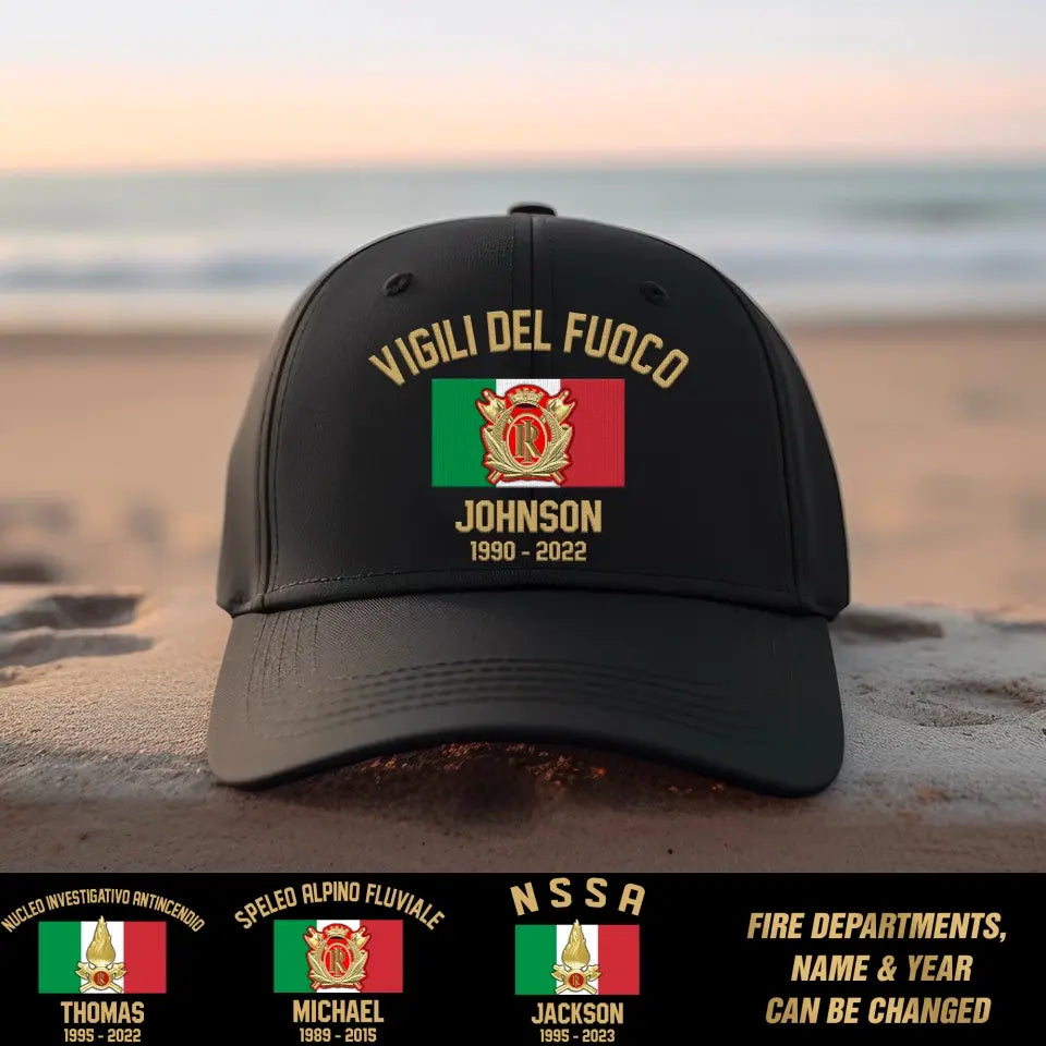 Personalized Italian Firefighter Flag Cap Printed 23JUN-DT30