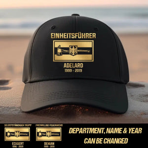 Personalized German Flag Firefighter Department Cap Printed 23JUN-HQ29