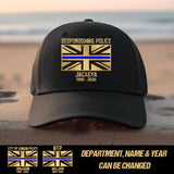 Personalized United Kingdom Flag Law Enforcement Thin Blue Line Department Cap Printed 23JUN-HQ30