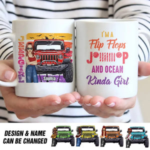 Personalized Jeep Girl I'm A Flip Flops Jeep And Ocean Kinda Girl White Mug Printed MTDT2906
