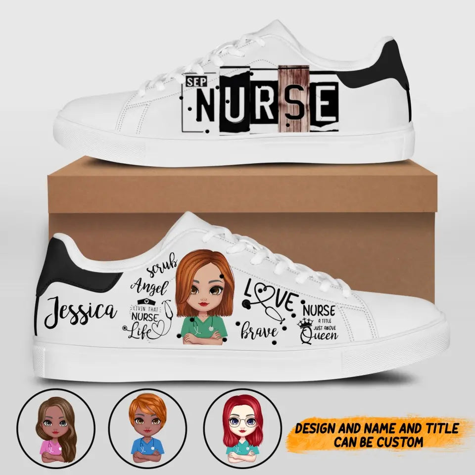 Personalized Nurse A Title Just Above Queen Gift For Nurse Lowtop Shoes Printed HTHKVH2606